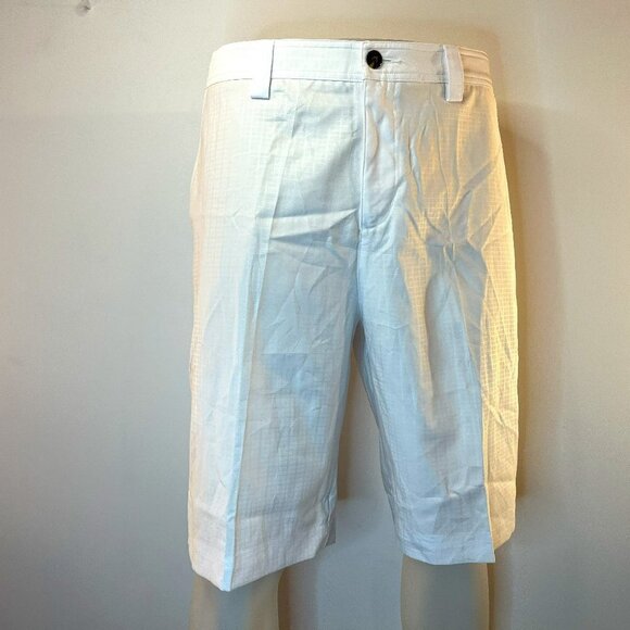 Adidas Men's White Check Long Climalite Golf Shorts - Size 33 - NWT - Picture 1 of 5